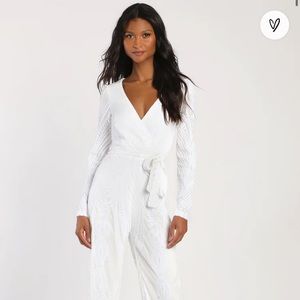 Lulu’s white sequin jumpsuit
